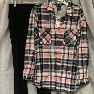 Robert Louis Pink and Black Plaid Shirt
